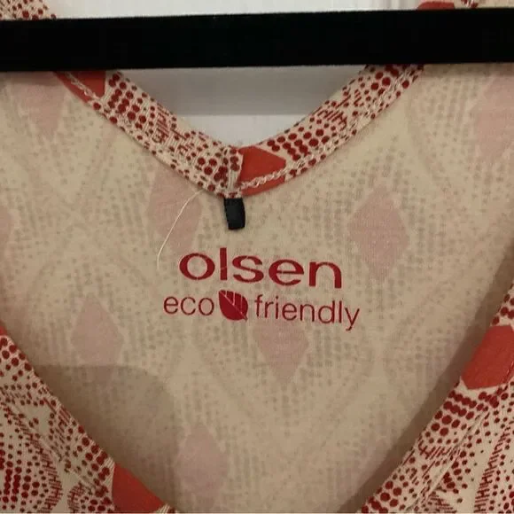 Olsen Eco Friendly Printed Stretchy V-Neck Shortsleeve Womens Size Large‎ - Picture 3 of 5
